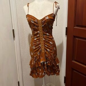 Rust floral print mini dress